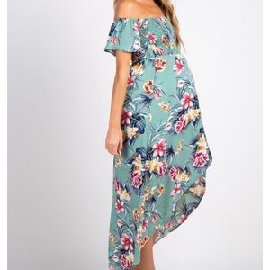 Off shoulder PinkBlush floral maternity dress